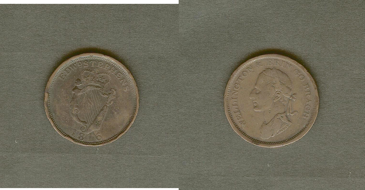 Ireland token penny Edward and Stephenson Dublin 1816 F
